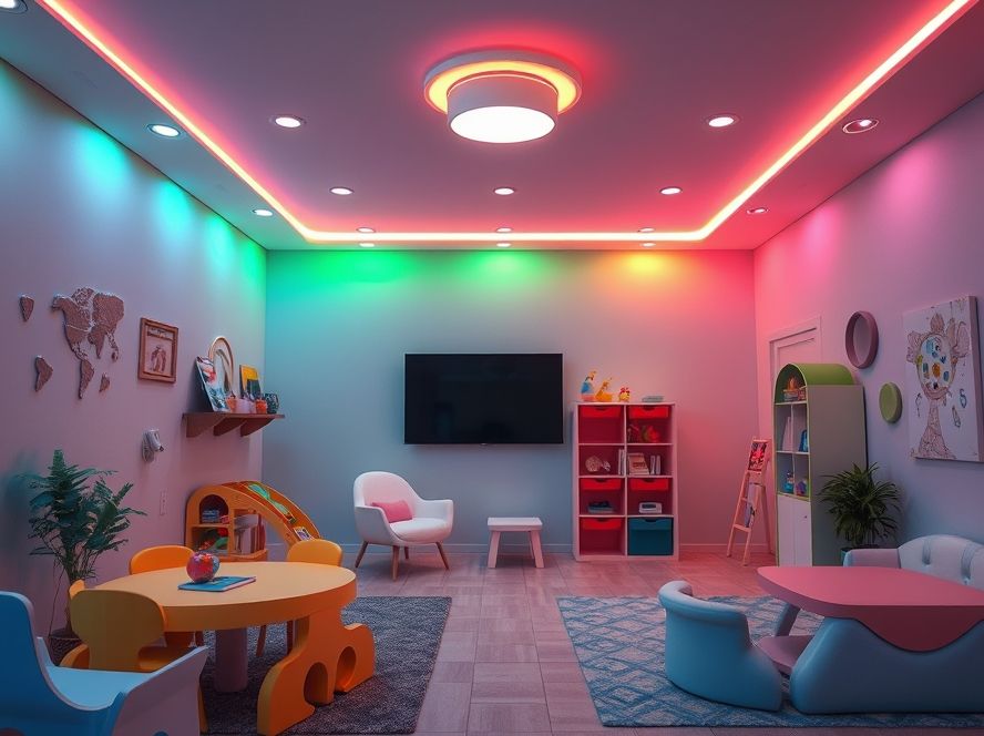 Fita de LED colorida para sala de jogos infantil