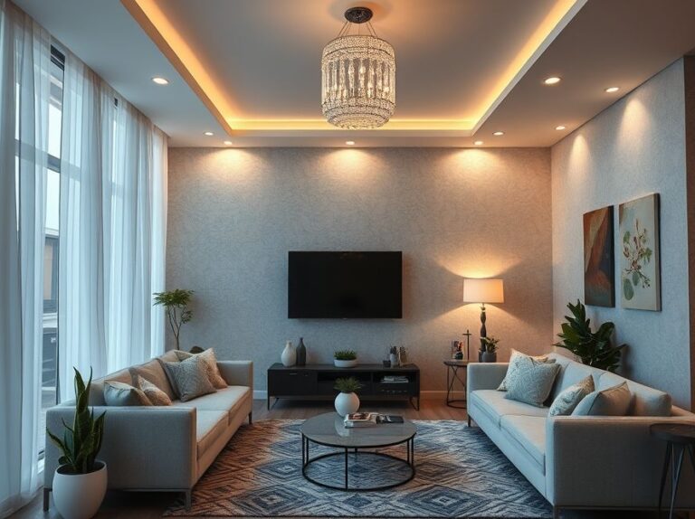 Fita de LED embutida em painéis decorativos