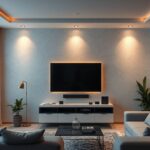 Fita de LED iluminando painéis de TV