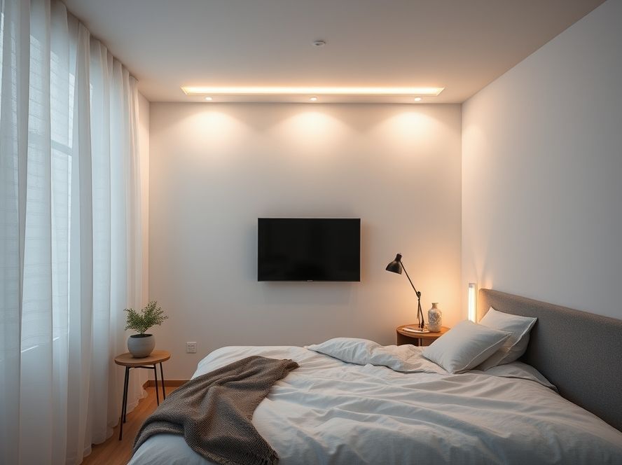 Fita de LED para cabeceira de cama minimalista