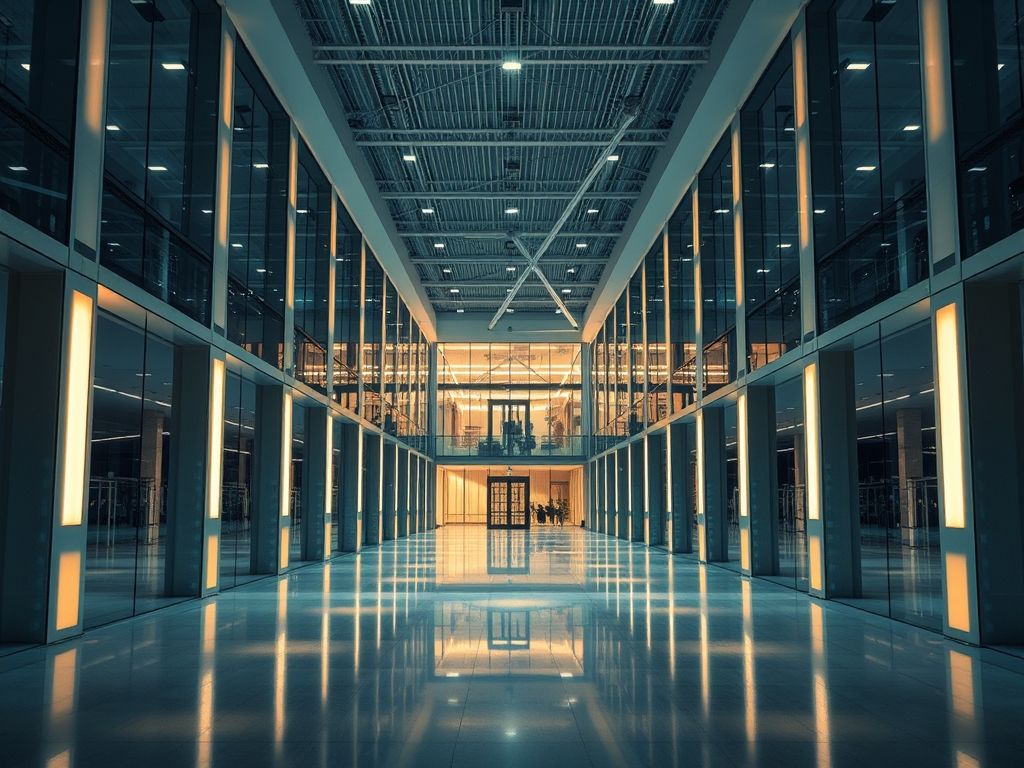 Iluminação de áreas comuns em edifícios corporativos sustentáveis e eficientes