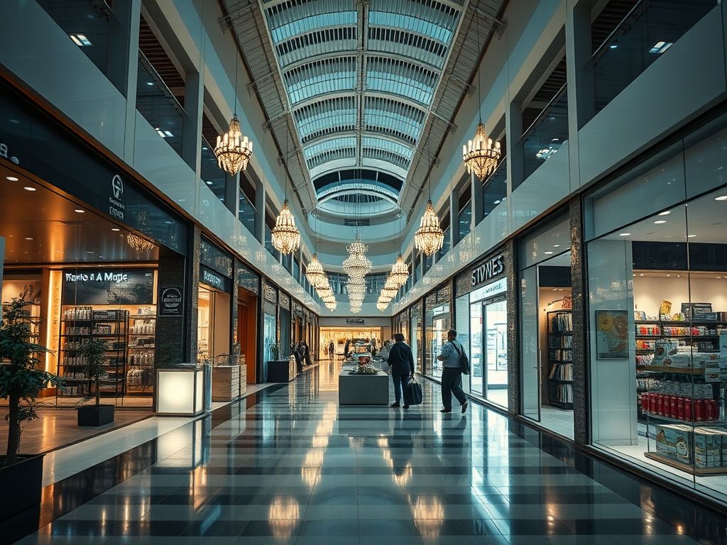 Iluminação de áreas comuns em shoppings premium