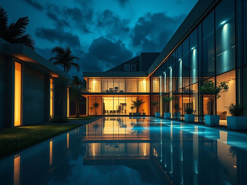 Iluminação de áreas externas com refletores inteligentes