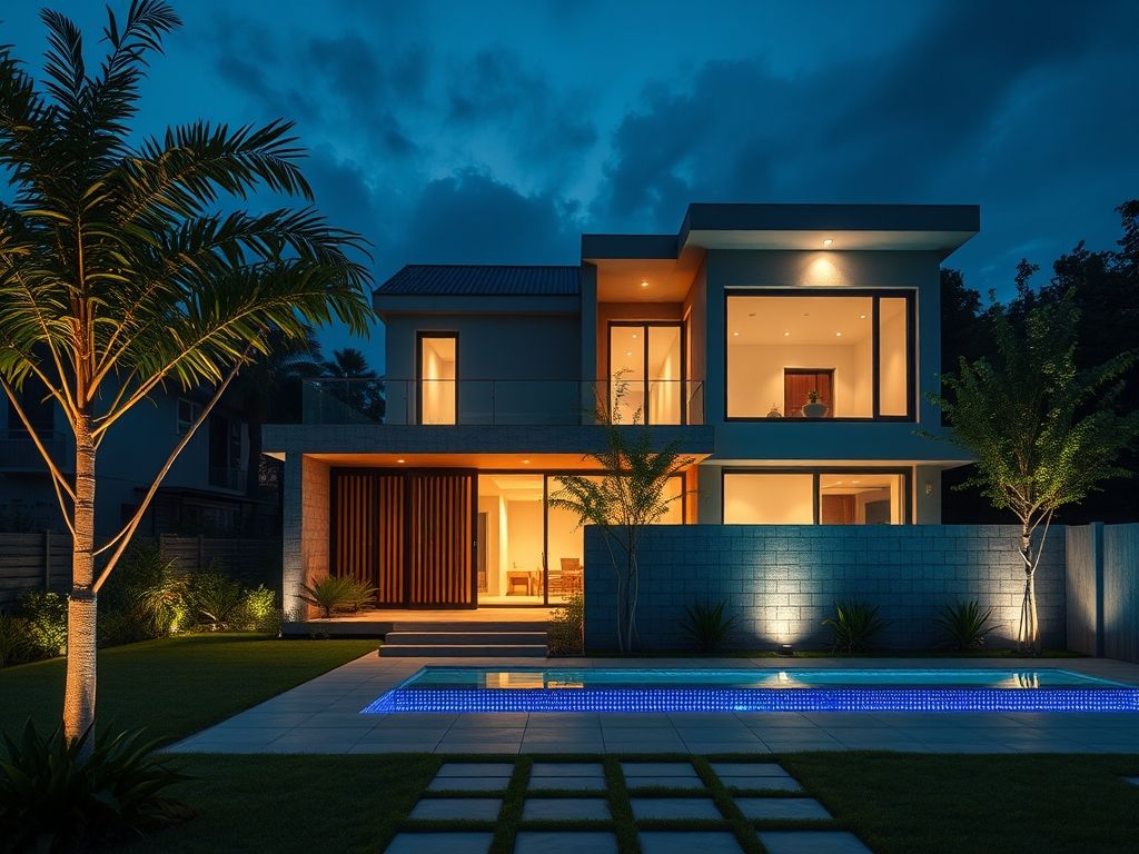 Iluminação de áreas externas em casas contemporâneas