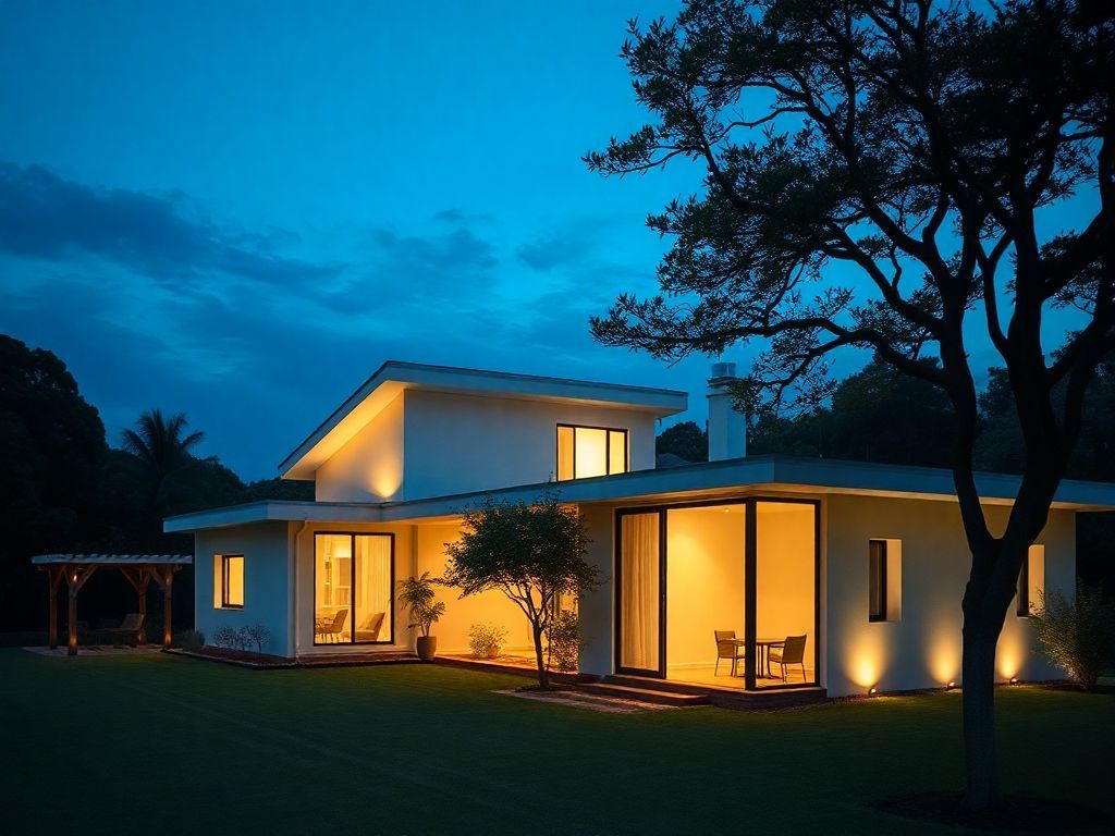 Iluminação de áreas externas em casas de campo