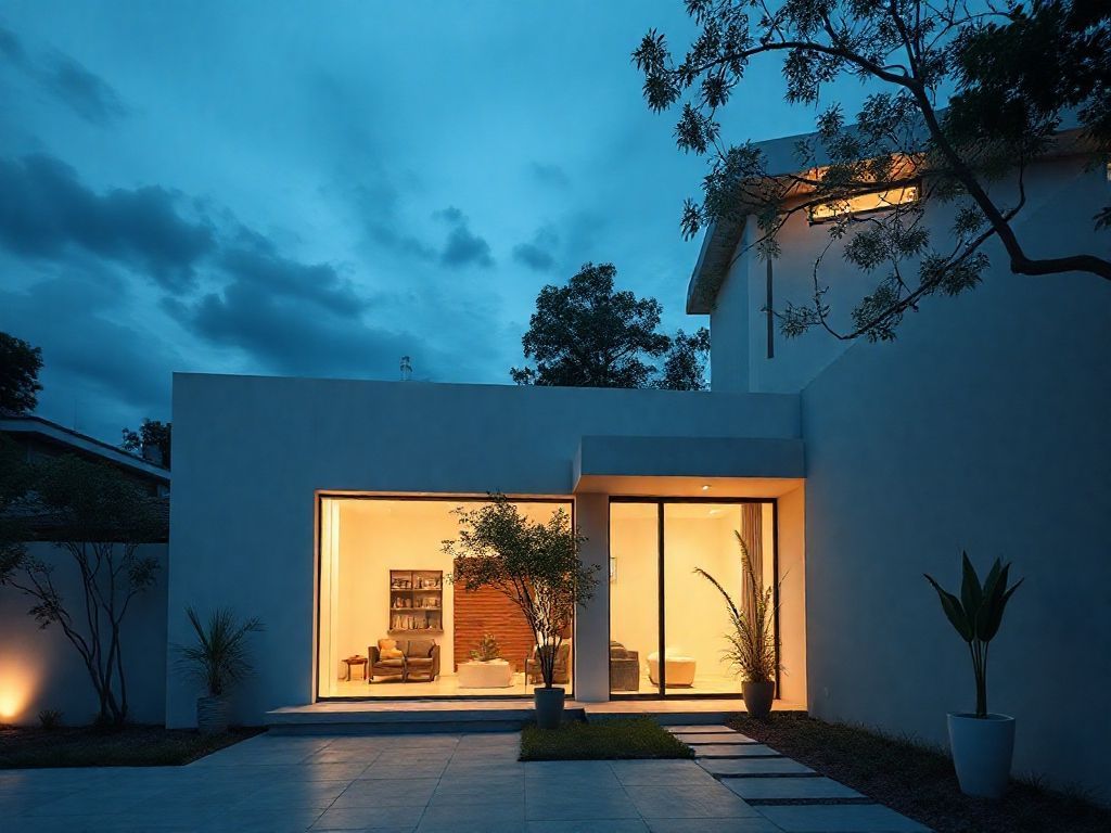 Iluminação de áreas externas em casas minimalistas