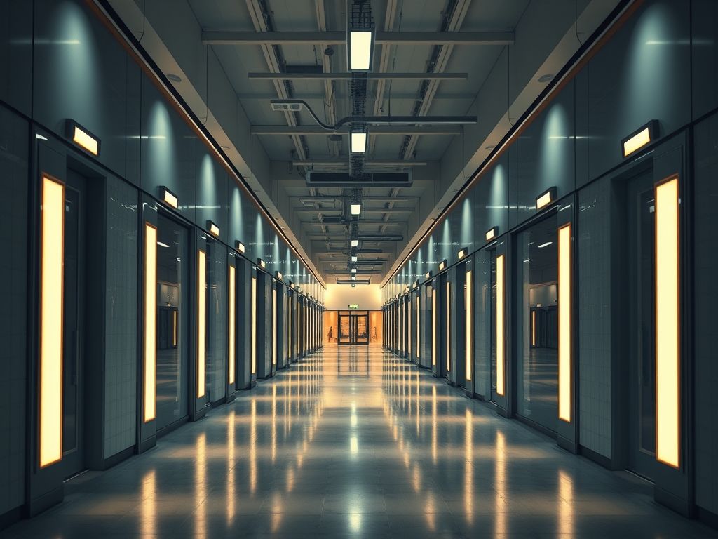 Iluminação de corredores comerciais com iluminação técnica