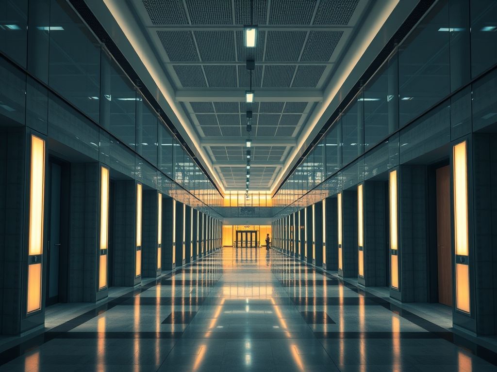 Iluminação de corredores de universidades modernas