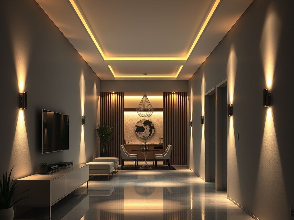 Iluminação de corredores residenciais com iluminação embutida elegante