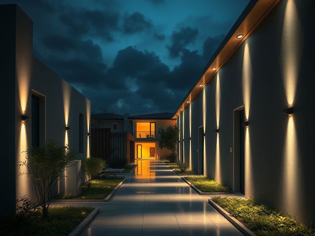 Iluminação de corredores residenciais com perfis lineares