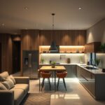 Iluminação de cozinhas integradas à sala de estar