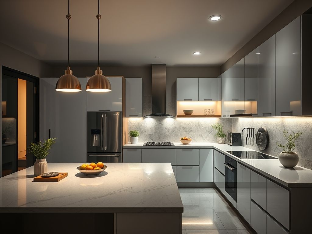 Iluminação de cozinhas modernas com perfis de LED