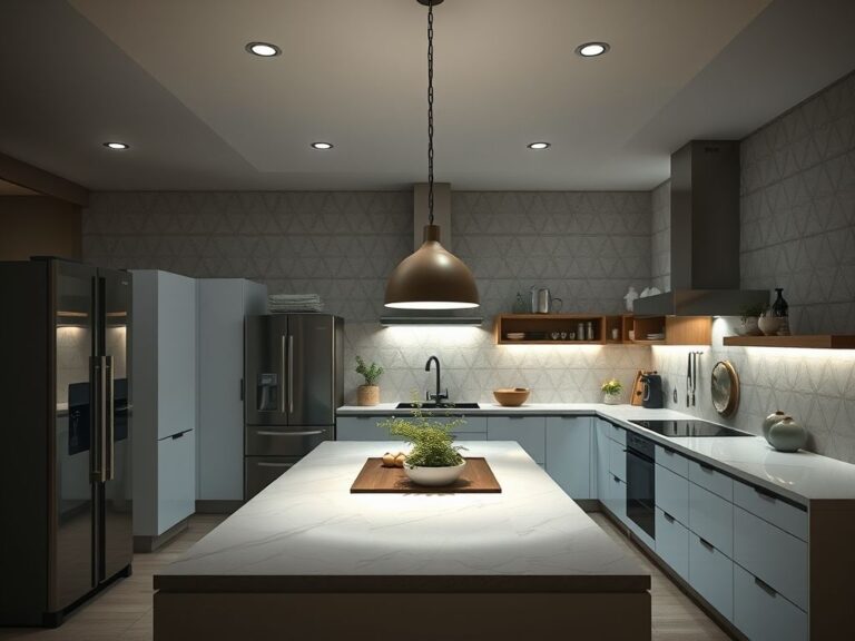 Iluminação de cozinhas planejadas com ilha central