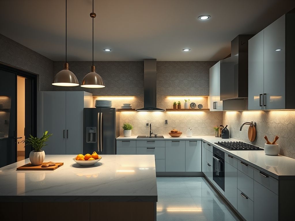 Iluminação de cozinhas planejadas com iluminação indireta