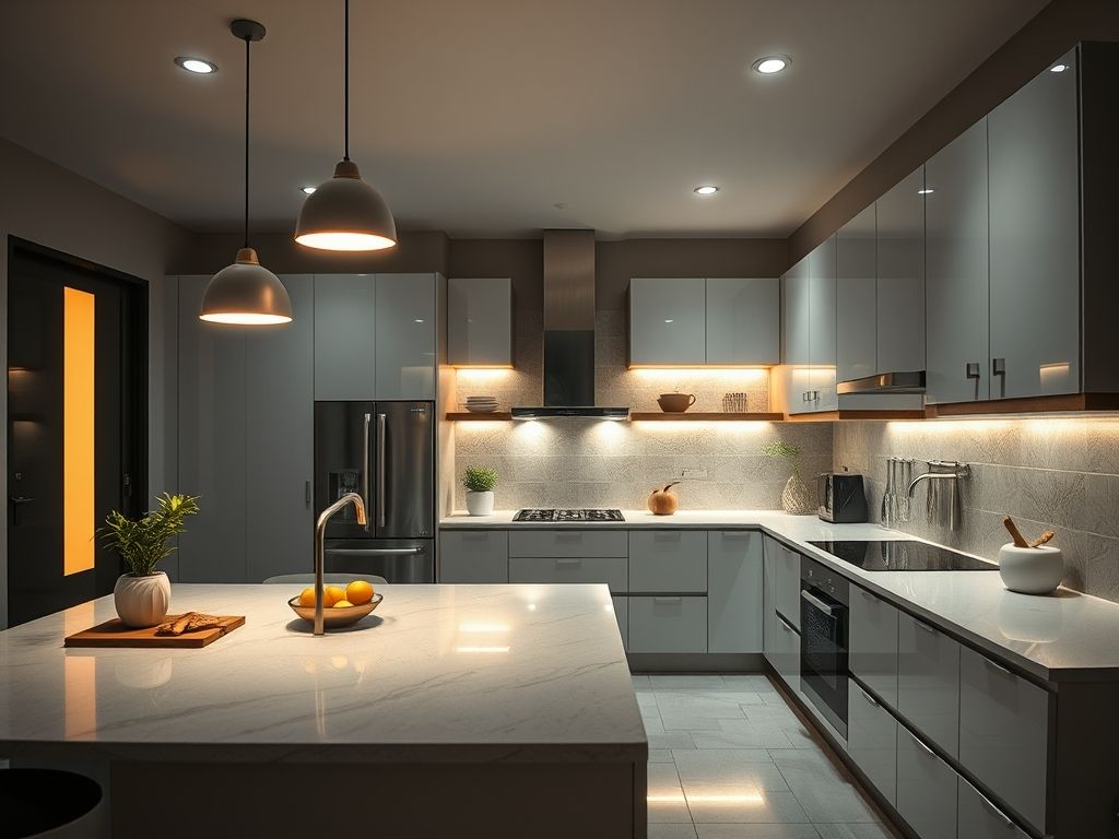 Iluminação de cozinhas planejadas com perfis de LED