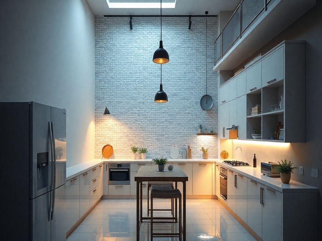 Iluminação de cozinhas planejadas compactas