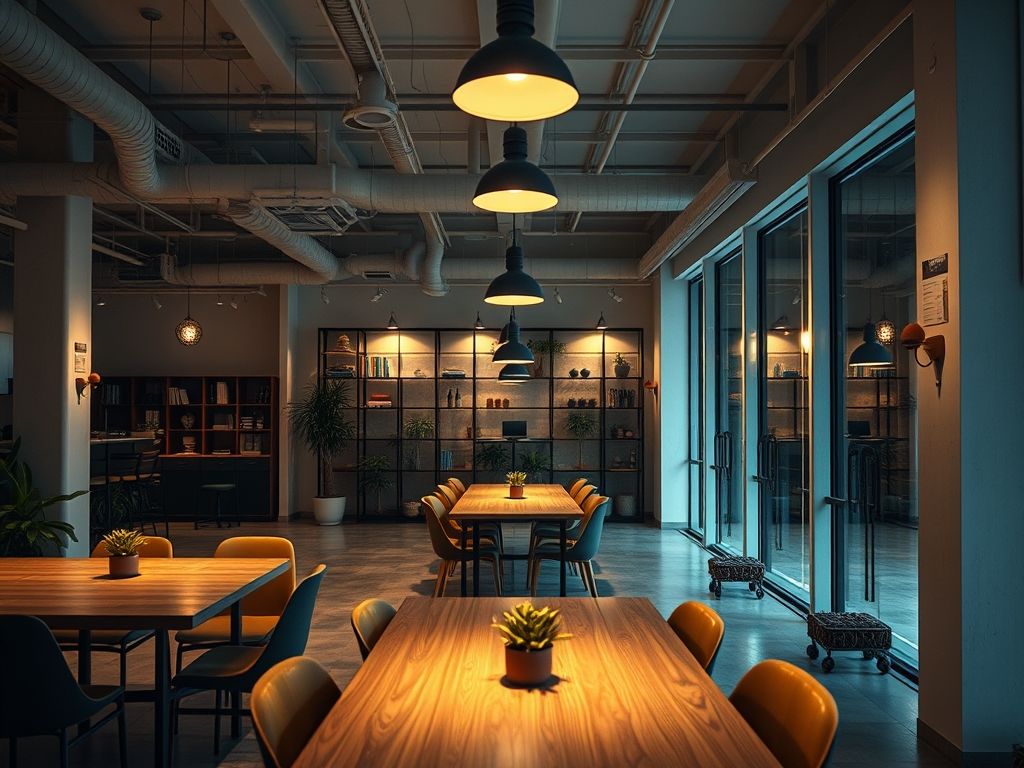 Iluminação de espaços de coworking criativos