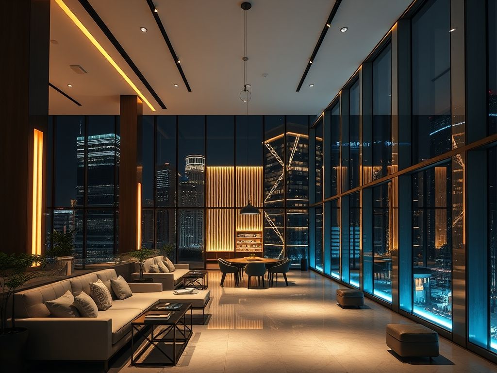 Iluminação de hotéis boutique urbanos sofisticados