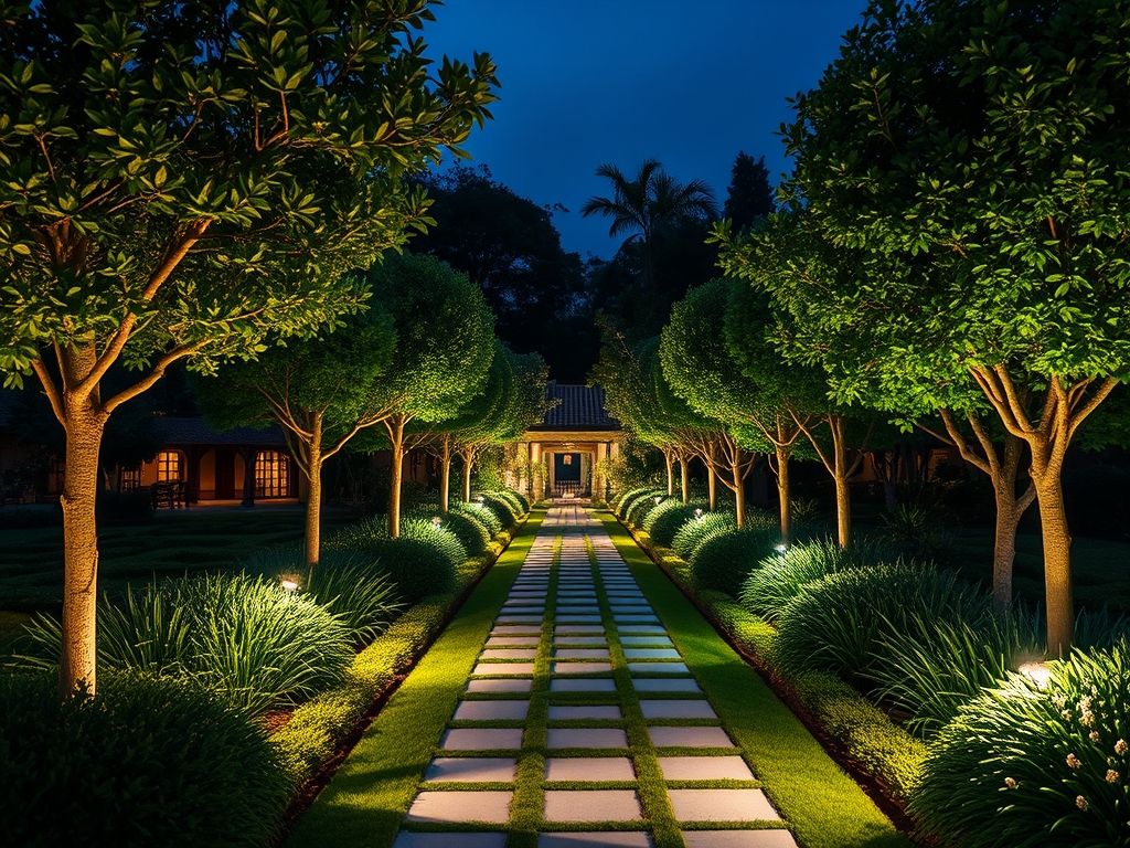 Iluminação de jardins com refletores de LED