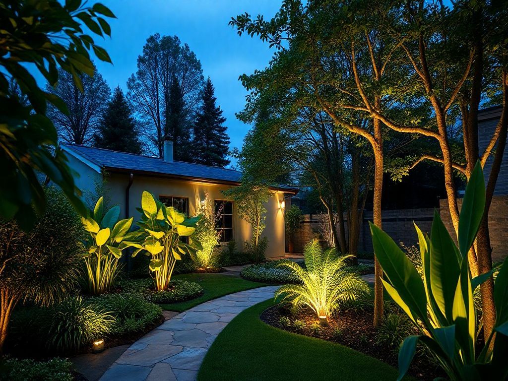 Iluminação de jardins externos com fitas de LED