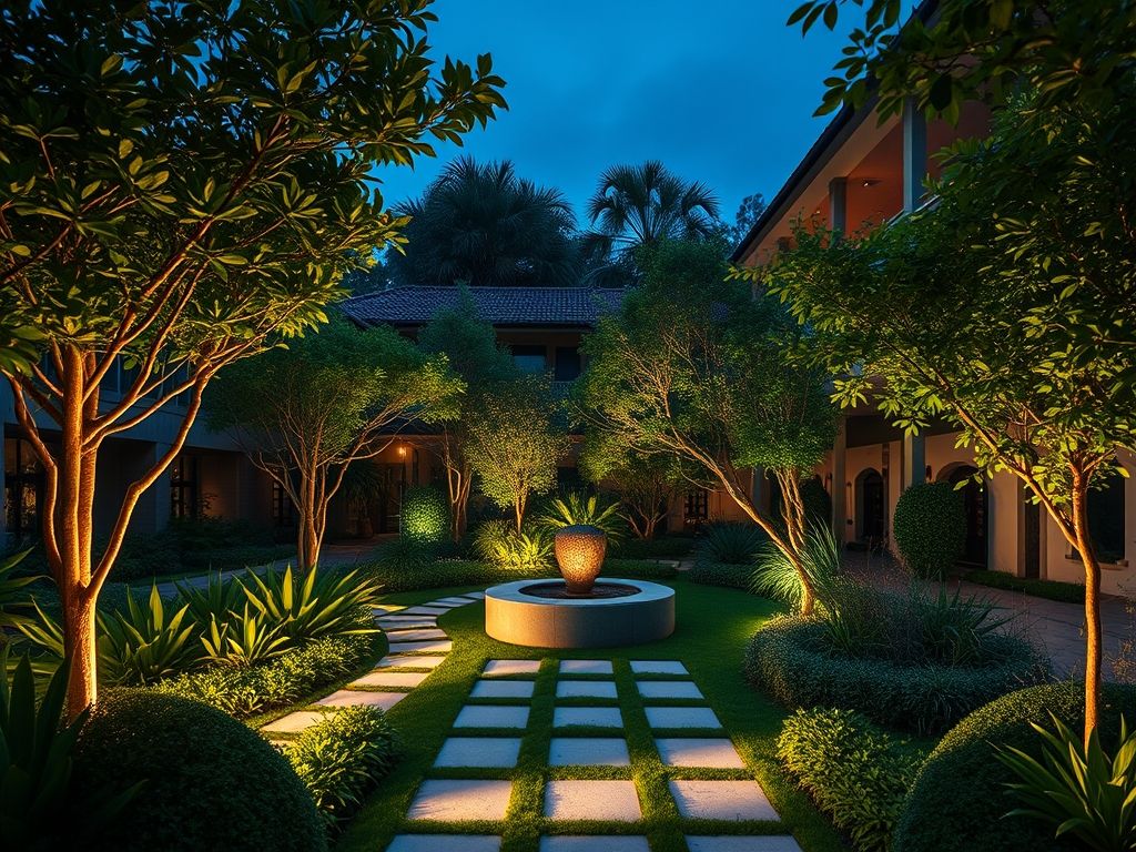Iluminação de jardins internos em residências