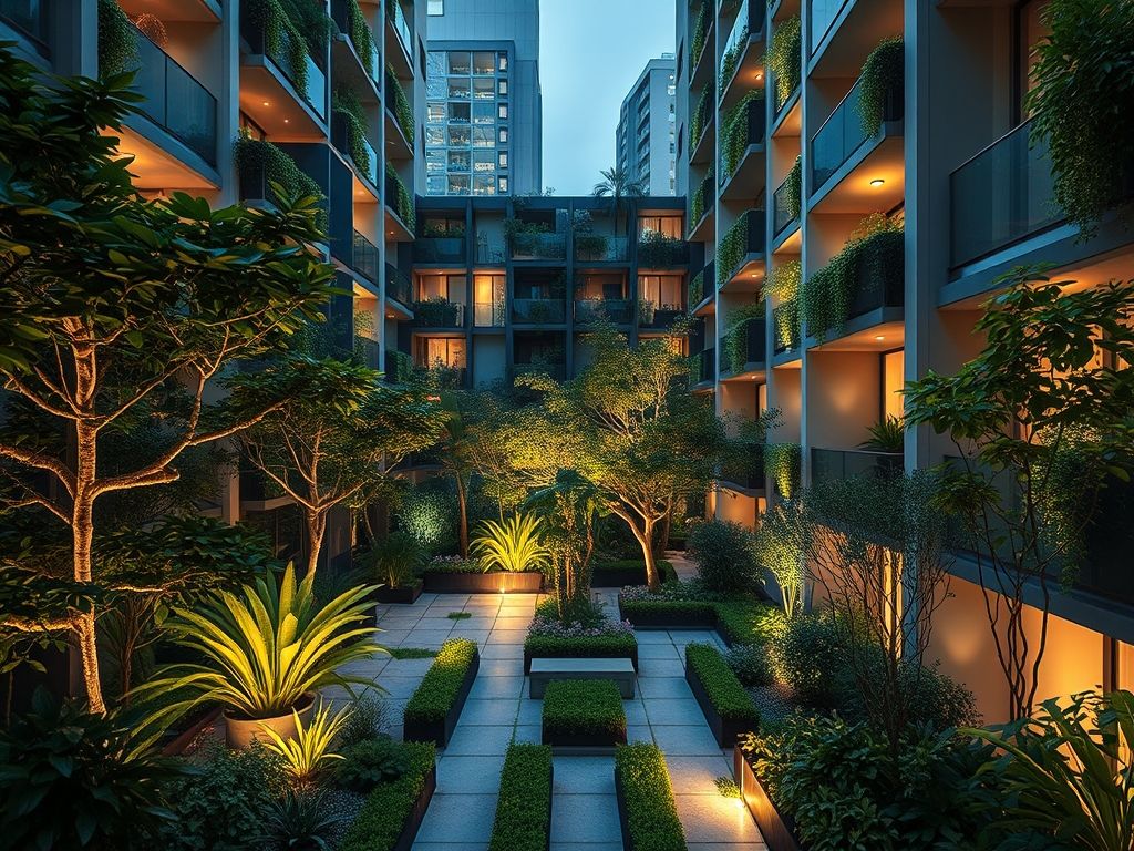 Iluminação de jardins verticais internos em apartamentos urbanos