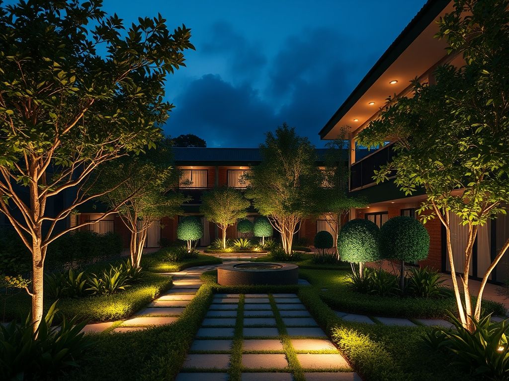 Iluminação de jardins verticais residenciais modernos