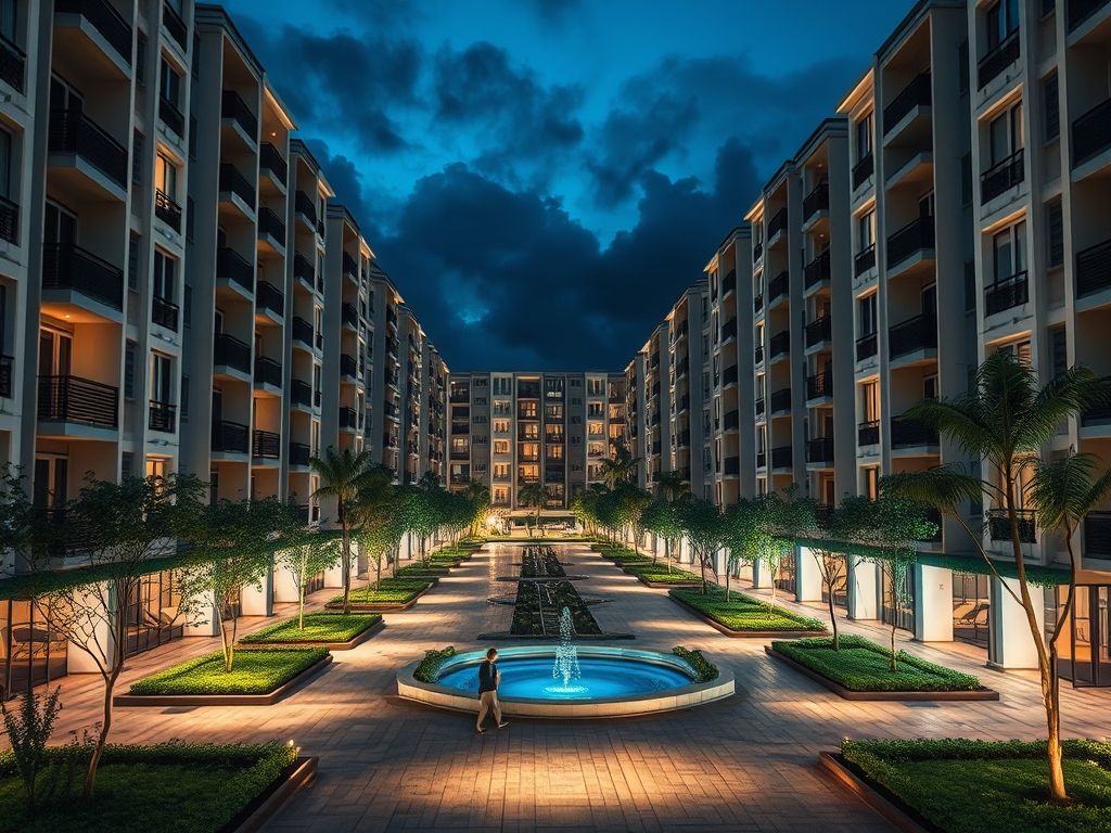 Iluminação de praças residenciais em condomínios fechados