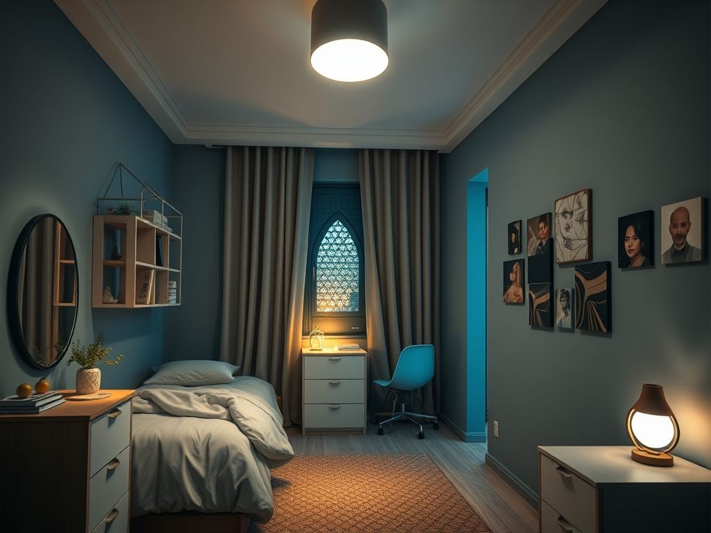Iluminação de quartos de adolescentes com perfis de LED