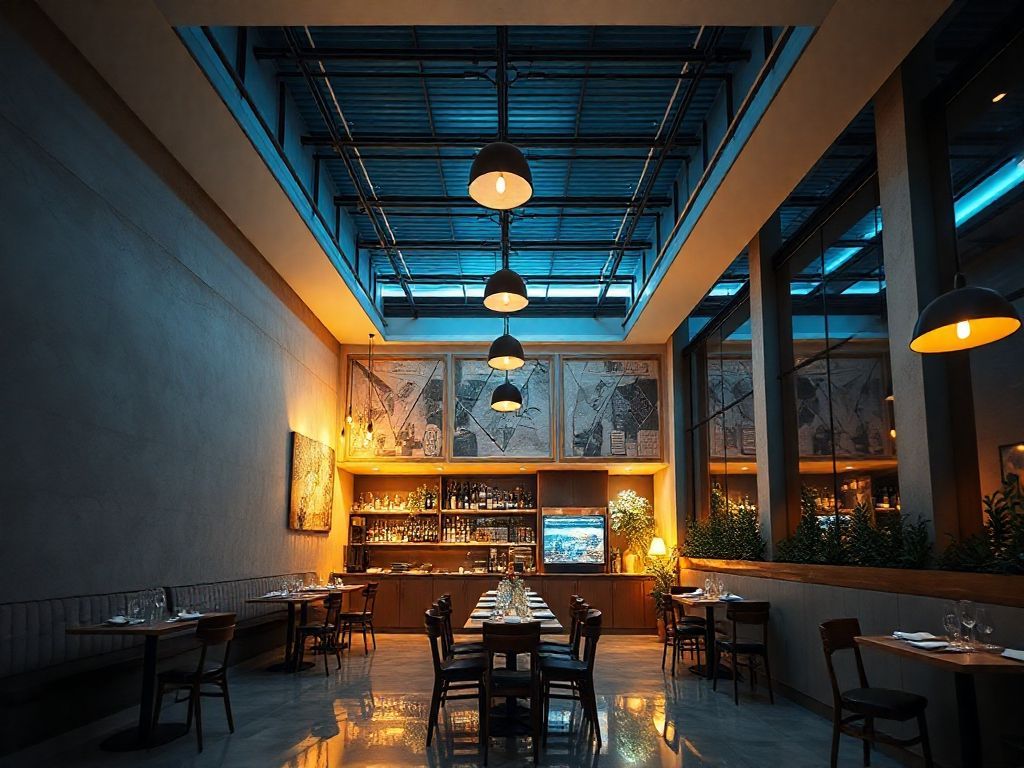 Iluminação de restaurantes com iluminação indireta