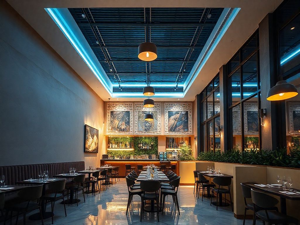 Iluminação de restaurantes contemporâneos com LED