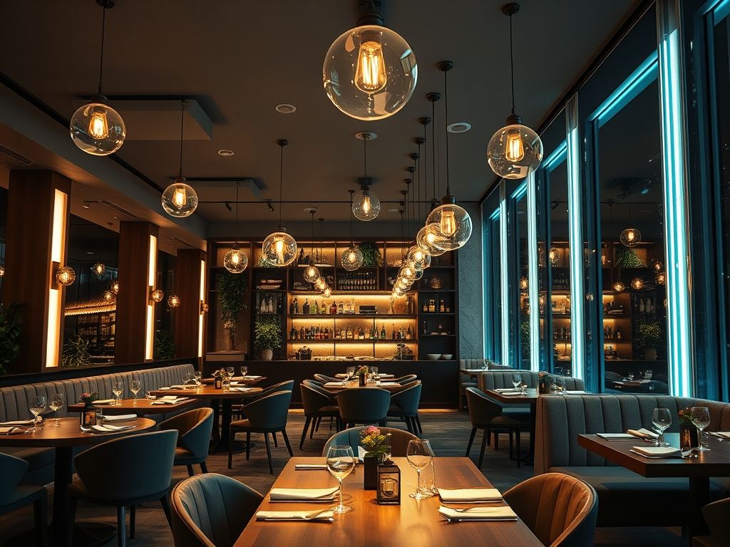 Iluminação de restaurantes contemporâneos com luz decorativa