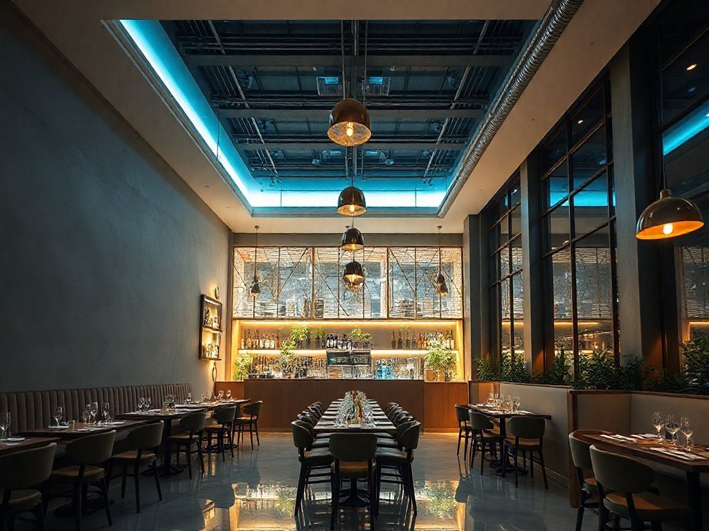 Iluminação de restaurantes sofisticados com luz difusa