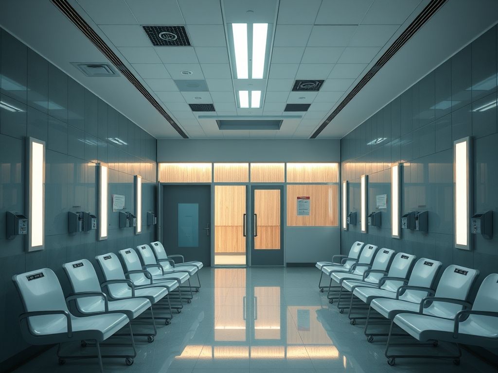 Iluminação de salas de espera em clínicas modernas