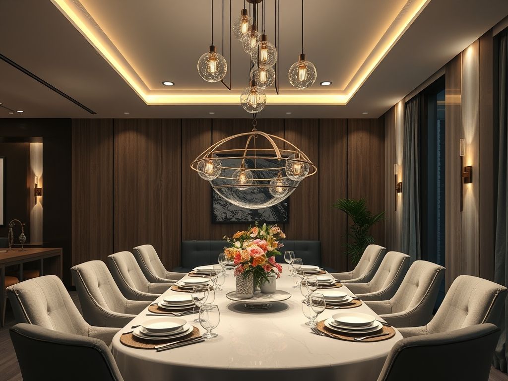 Iluminação de salas de jantar com luminárias decorativas modernas