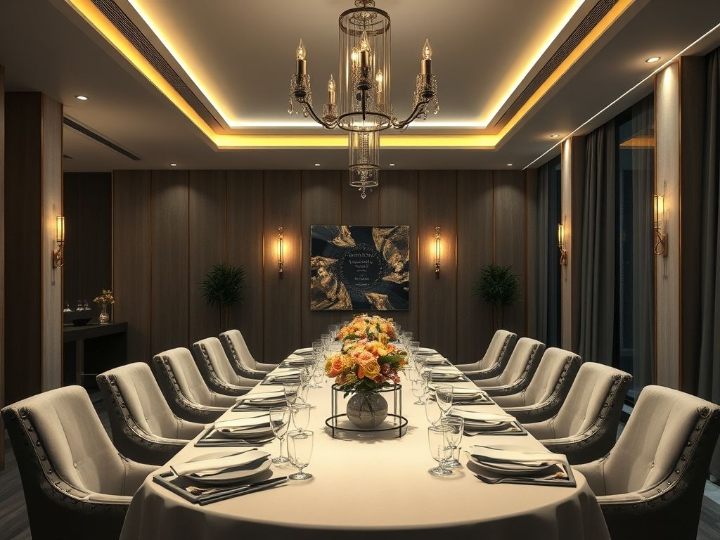 Iluminação de salas de jantar com perfis lineares