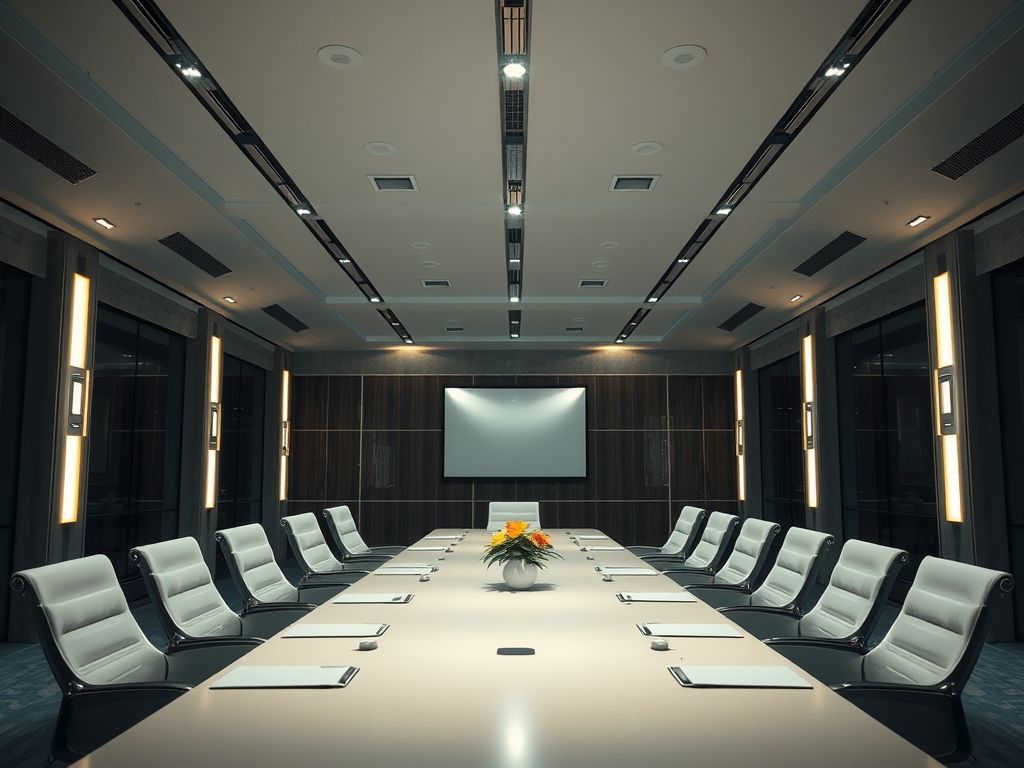 Iluminação de salas de reunião com iluminação técnica