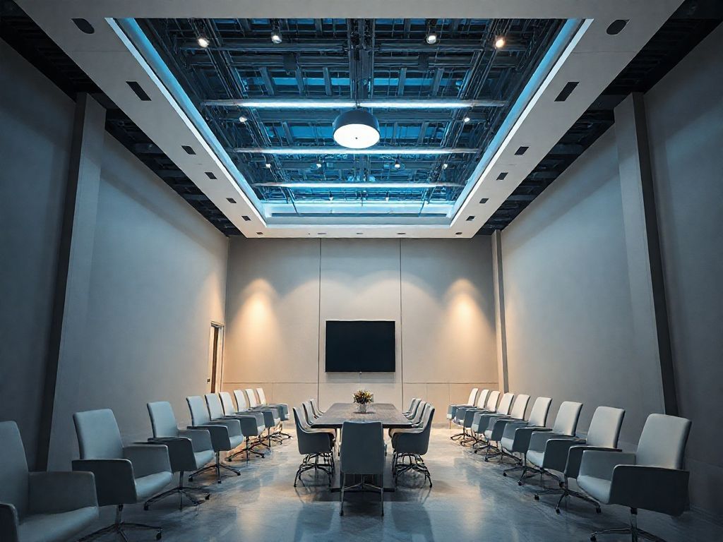 Iluminação de salas de reunião com iluminação técnica eficiente
