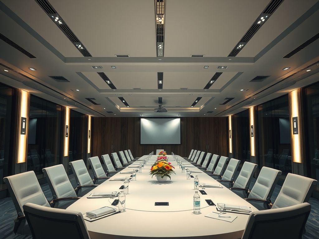 Iluminação de salas de reunião com perfis de LED