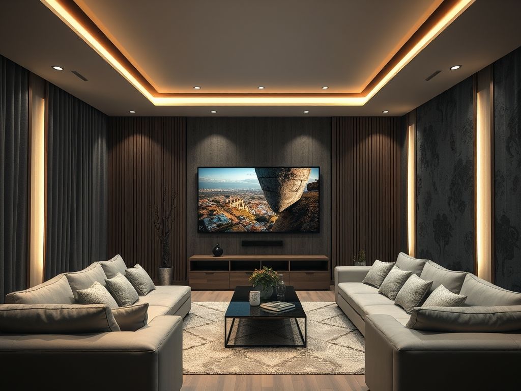 Iluminação de salas de TV com iluminação indireta