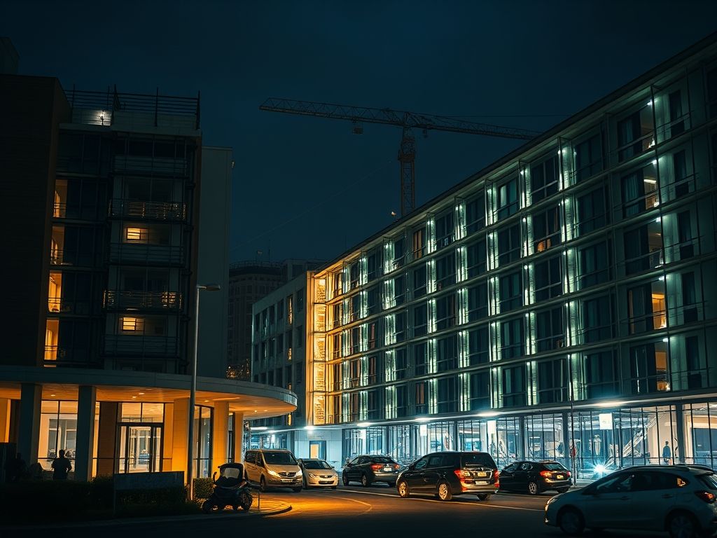 Luminárias de emergência em obras de construtoras
