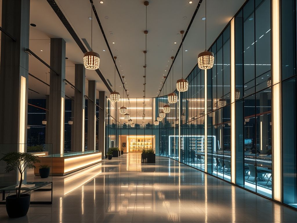 Luminárias de piso modernas em projetos corporativos