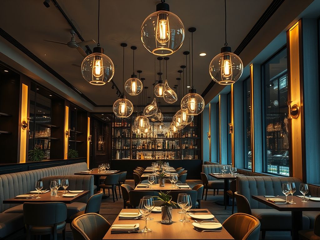 Luminárias decorativas em restaurantes sofisticados