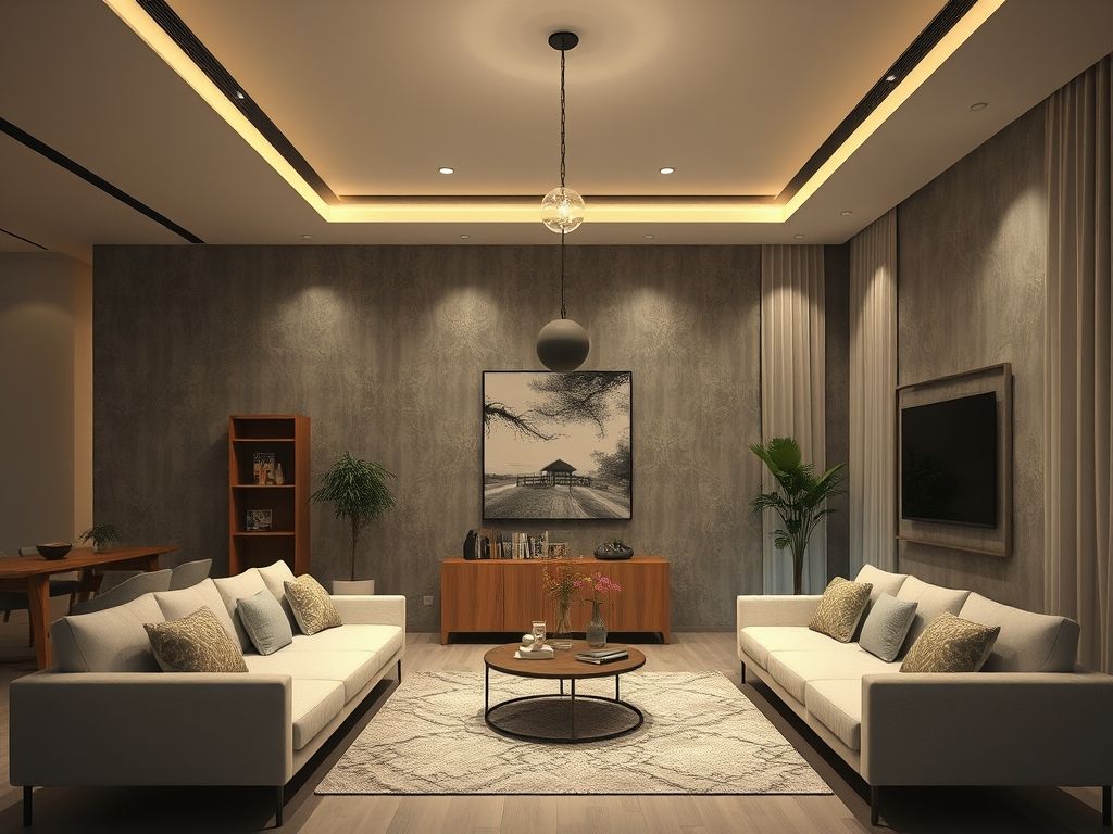 Luminárias decorativas em salas de estar minimalistas
