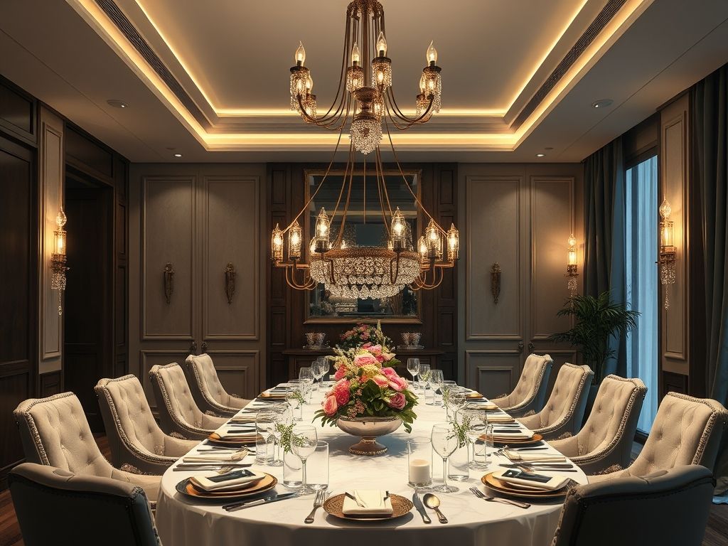 Luminárias decorativas em salas de jantar elegantes
