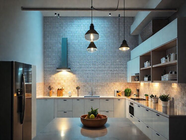 Luminárias embutidas em cozinhas funcionais planejadas