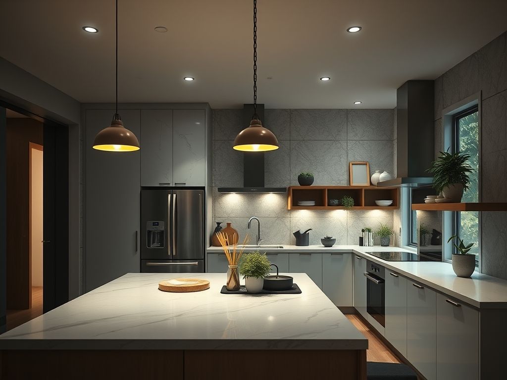 Luminárias embutidas em cozinhas planejadas