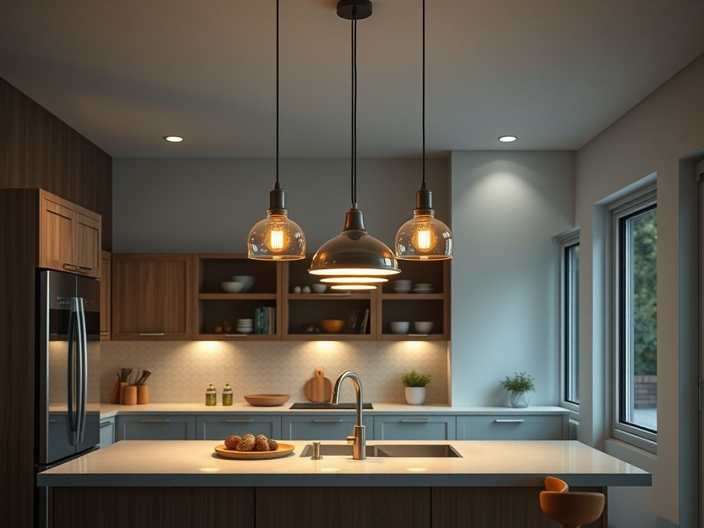 Luminárias pendentes em cozinhas integradas
