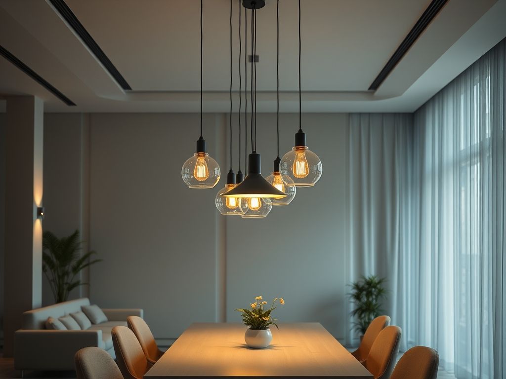 Luminárias pendentes minimalistas em salas de estar