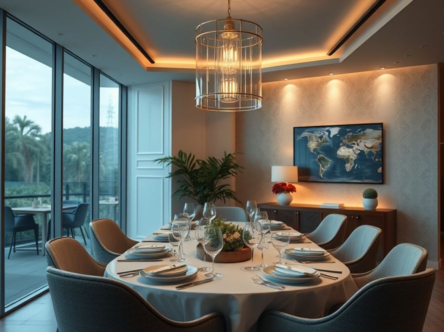 Lustres de madeira e vidro: charme para sala de jantar